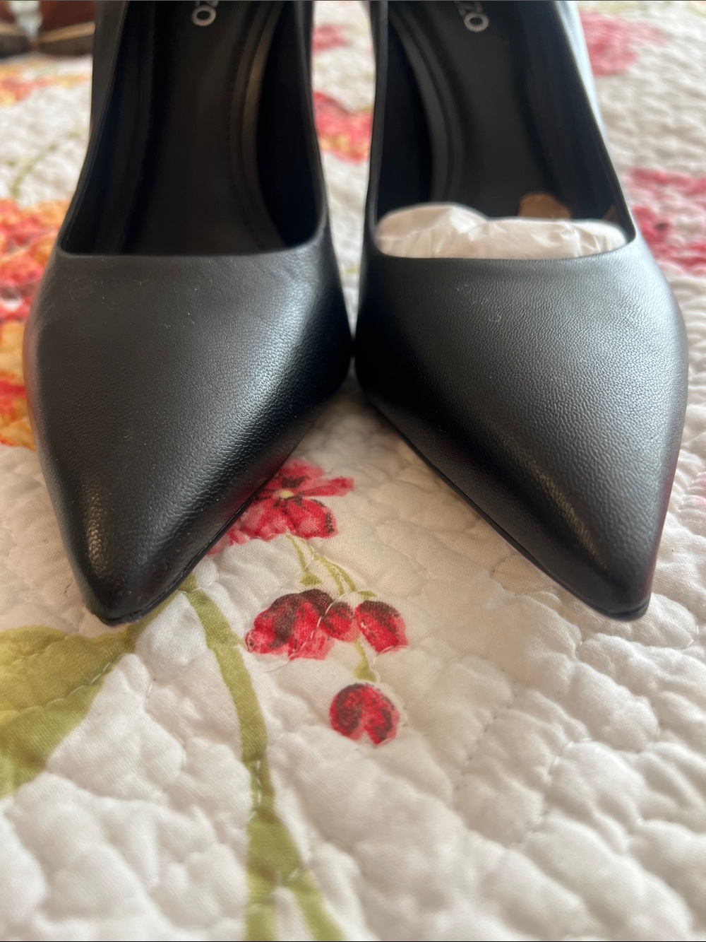 Arezzo Black Leather Pointed Toe Women's Pumps Heels Shoes - Picture 9 of 9